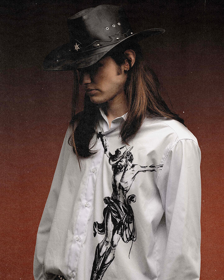 Jesus Christ Was a Cowboy Button Shirt